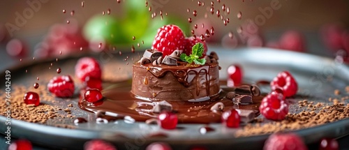 Deliciously unhealthy chocolate dessert focusing on indulgence and sweet temptation , vibrant