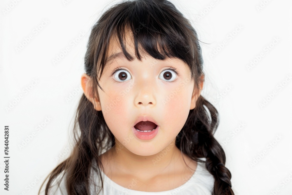 驚く日本人の女の子のアップ写真(キッズ・驚愕・びっくり・愕然・衝撃) 驚く日本人の女の子のアップ写真(キッズ・驚愕・びっくり・愕然・衝撃)
