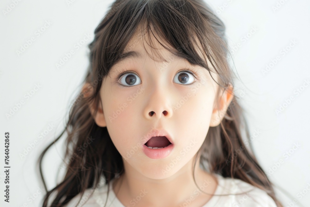 驚く日本人の女の子のアップ写真(キッズ・驚愕・びっくり・愕然・衝撃) 驚く日本人の女の子のアップ写真(キッズ・驚愕・びっくり・愕然・衝撃)