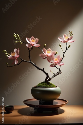 So elegant flower decor ideas, stylish ikebana Japanese flowers arrangements ideas, vertical composition © Thanh