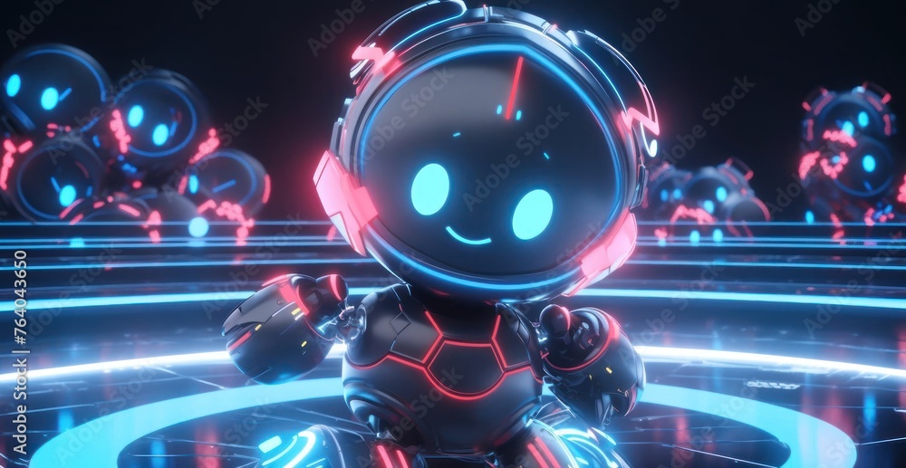 Fototapeta premium Robot on Robotic Dance Floor Generative AI