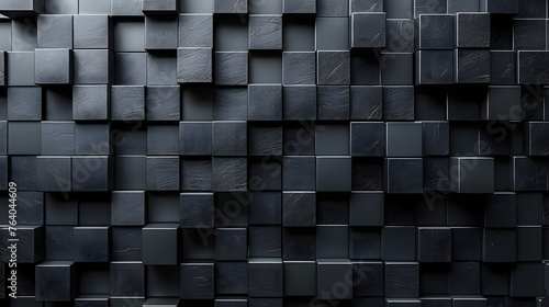 An abstract image showcasing a pattern formed by an arrangement of dark cubic shapes with a textured surface