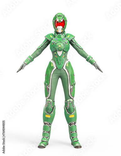 futuristic astronaut girl in a pose