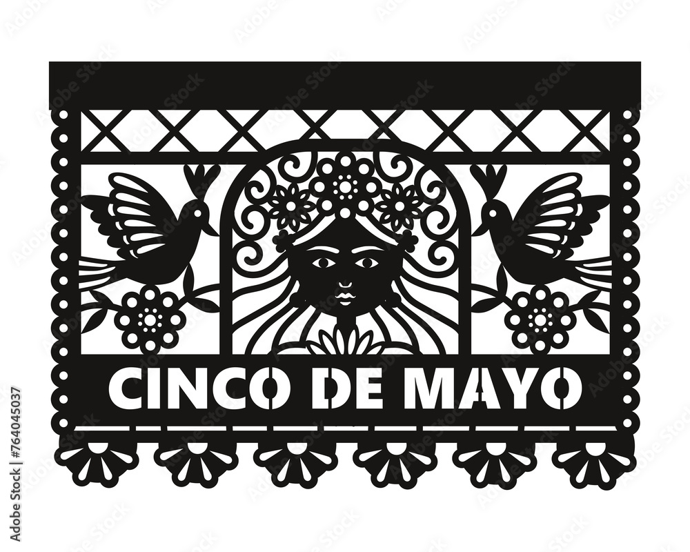 Mexican Papel Picado design. Viva Mexico Independence Celebration