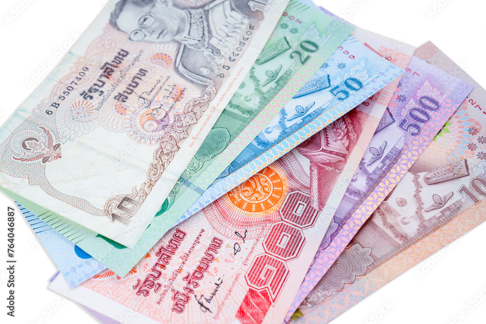 Thai banknotes isolated on white background. Thai banknotes isolated on white background.
