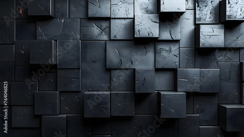 A visually striking image of dark abstract cubes with varied textures and shadows creating a dramatic effect