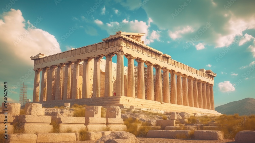 Ancient Greek Ruins: A Hauntingly Beautiful View of Parthenon Temple