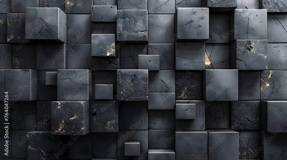 A luxurious scene with dark 3D rendered cubes showcasing rich gold marble vein textures A luxurious scene with dark 3D rendered cubes showcasing rich gold marble vein textures
