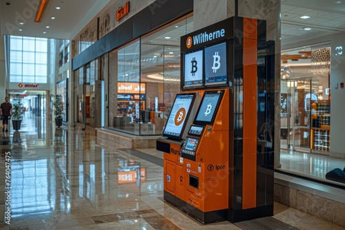 Bitcoin Kiosk in Shopping Mall Signifying the Intersection of Retail and Cryptocurrency