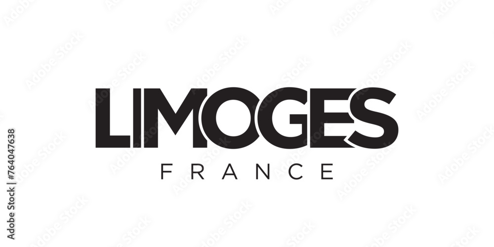 Limoges in the France emblem. The design features a geometric style, vector illustration with bold typography in a modern font. The graphic slogan lettering. Limoges in the France emblem. The design features a geometric style, vector illustration with bold typography in a modern font. The graphic slogan lettering.