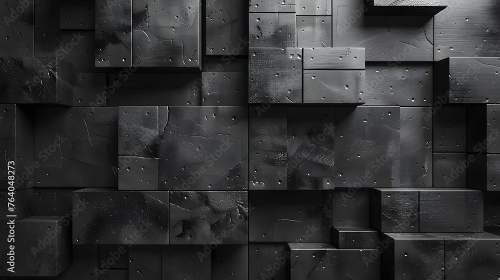 A visual array of weathered cubes with a rich texture that brings a sense of decay and age in a monochromatic style A visual array of weathered cubes with a rich texture that brings a sense of decay and age in a monochromatic style
