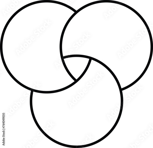 Discrete maths icon. Overlapping circles. Intersection. Venn diagram icon. vector symbol on white background