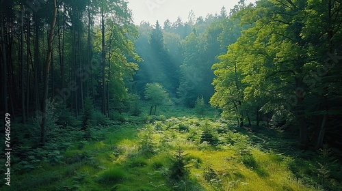 Refreshing Green Summer Forest - A Serene Escape into Nature