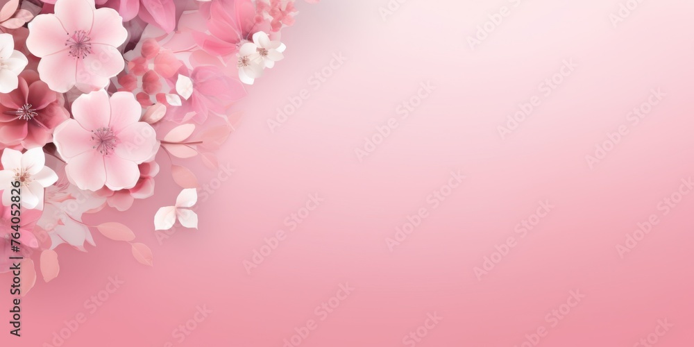 pink background with flowers for wedding invitations Generative AI - obrazy, fototapety, plakaty 