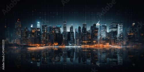 night city with skyscrapers digitalization Generative AI