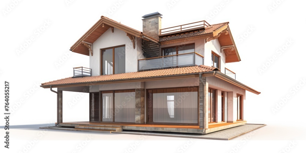 Generate a photography of 3d house model