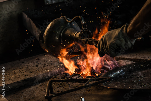 Art of Turkish Tinsmith, Sparks Flying Over Fiery Workshop