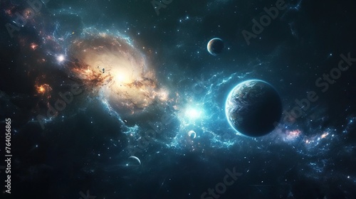 Cosmic space scene with stars, planets, and a sense of astronomical wonder