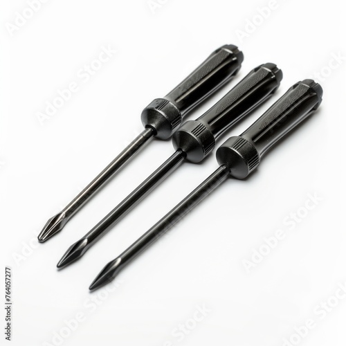 Isolated screwdrivers captured in high resolution against a white backdrop