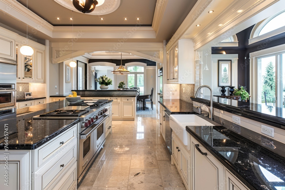 Kitchen interior in new luxury home. Kitchen interior in new luxury home.