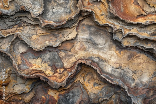 Abstract Terrain: Detailed View of Rock Layers and Textures