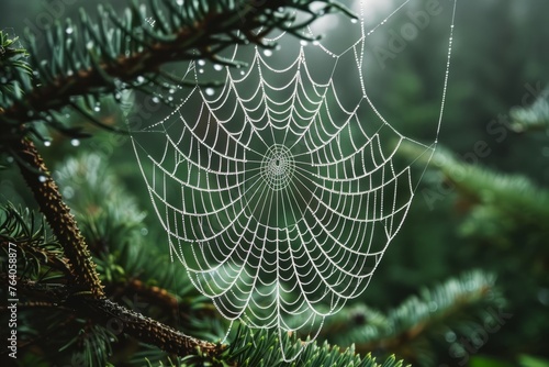 Morning Dew on Spider Web, Exquisite Natural Art
