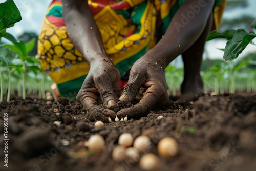 Close-Up of Hands Planting Seeds with Innovative Fertilizers