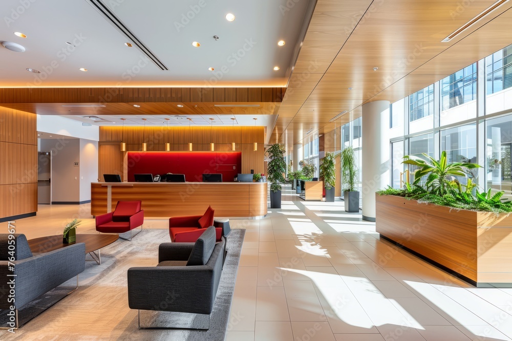 Sleek Modern Office Lobby Emphasizing Corporate Professionalism