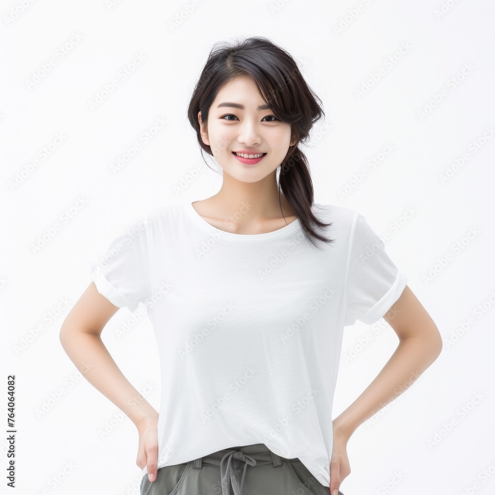 Portrait of a smiling young Asian woman possibly for fashion or advertising Portrait of a smiling young Asian woman possibly for fashion or advertising