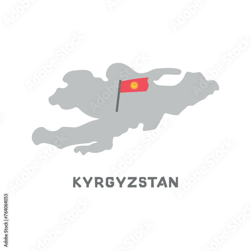 Kyrgyzstan vector map with the flag inside. Map of the Kyrgyzstan with the national flag isolated on white background. Vector illustration