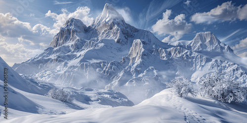 AI-generated majestic and beautiful mountains © daikun