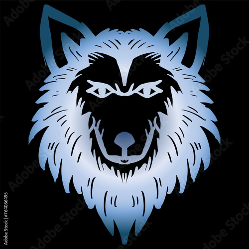 Wolf head logo. Hand drawing. Vector illustration for your design
