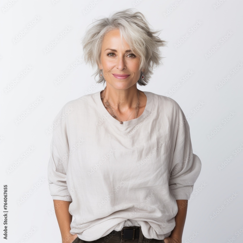 Portrait of a smiling mature woman suitable for lifestyle and wellness campaigns Portrait of a smiling mature woman suitable for lifestyle and wellness campaigns