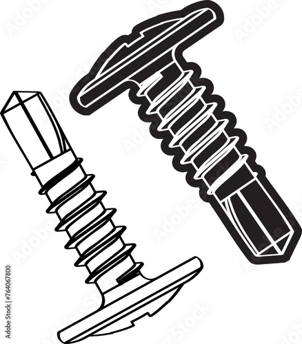 bolt, screw nut washer Vector illustration