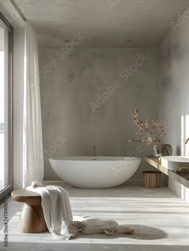 A modern light and clean lined minimalistic bathroom. High quality