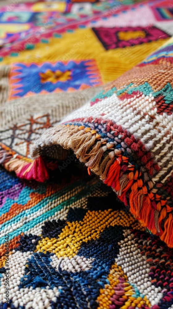 Detailed texture of a colorful woven fabric Detailed texture of a colorful woven fabric