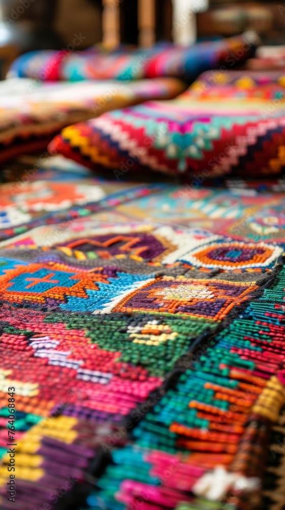 Colorful traditional handwoven textiles Colorful traditional handwoven textiles