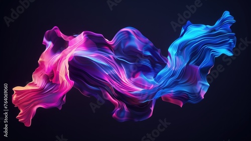 Abstract colorful ink fluid swirl isolated on black background
