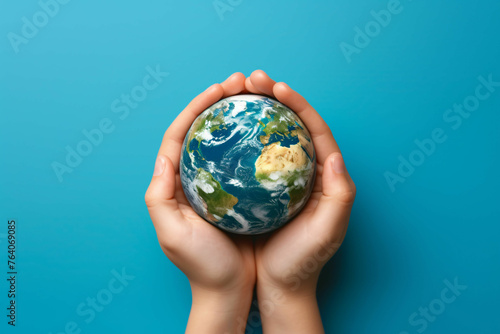 hand hold earth save earth concept copy space area banner poster
