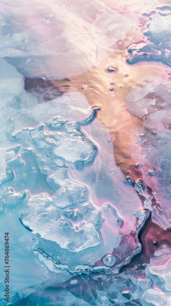 Abstract colorful ice texture with natural patterns
