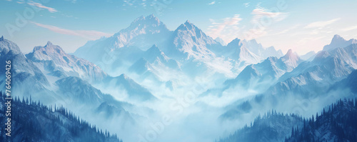 Fog mountain landscape background nature