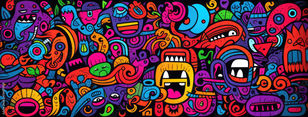 Vibrant multicolored graffiti style wallpaper