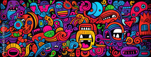 Vibrant multicolored graffiti style wallpaper