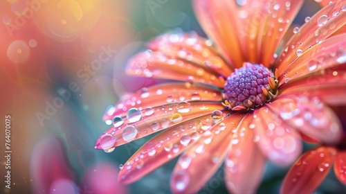 Orange flower with water droplets