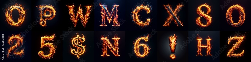 Fototapeta premium flmmable 3D Lettering Typeface. AI generated illustration