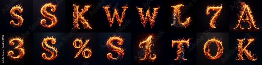 Fototapeta premium flmmable 3D Lettering Typeface. AI generated illustration