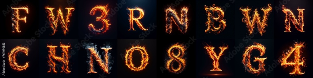 Fototapeta premium flmmable 3D Lettering Typeface. AI generated illustration