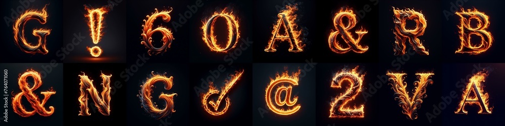 Fototapeta premium flmmable 3D Lettering Typeface. AI generated illustration