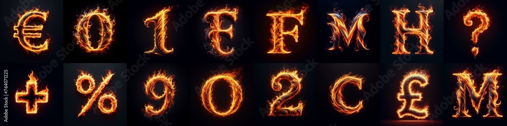 Fototapeta premium flmmable 3D Lettering Typeface. AI generated illustration