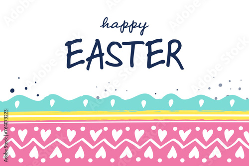 Happy Easter. Greeting card with ornaments. Painted egg pattern. Vector illustration © Karolina Madej